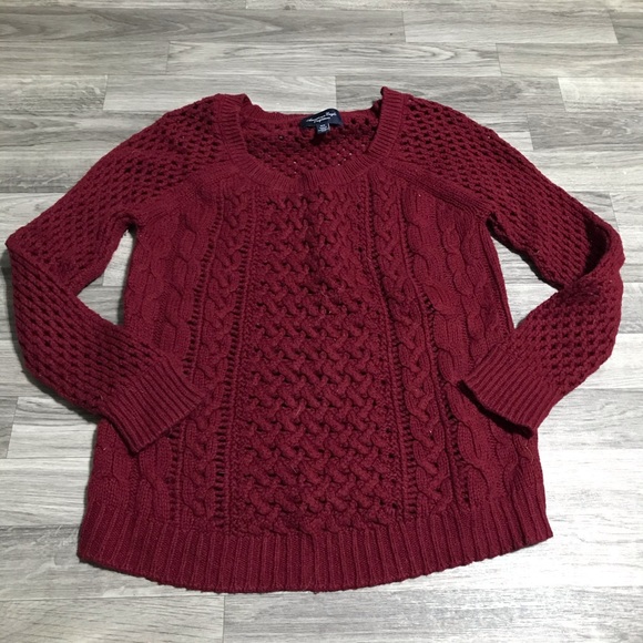 American Eagle Outfitters Maroon Red Knit Sweater - Picture 2 of 7